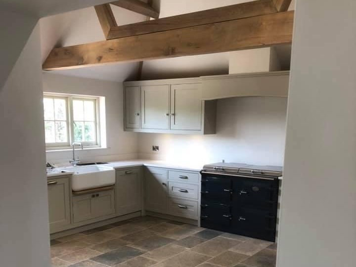 Cottage style kitchen installed as part of a barn conversion in West Sussex.